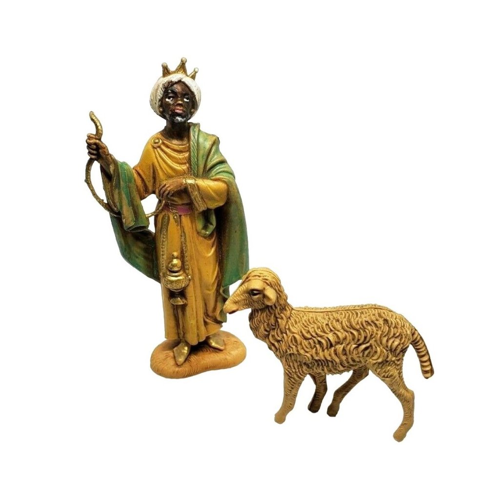 Rare Depose Italy 1983 Fontanini Man With Sheep Vintage Shelf Sitter Home Décor